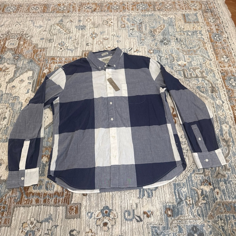 J. Crew Navy and Light blue Plaid Shirt men’s XL